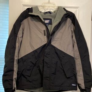 Boys Large Lands End winter coat black and gray